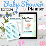 Baby Shower Planner Editable | Baby shower Planner Organiz