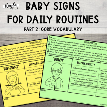 Preview of Baby Signs for Daily Routines Part 2: Core Vocabulary
