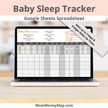 Preview of Baby Sleep Tracker Google Sheets Spreadsheet with Extended Wakeup and Nap Times