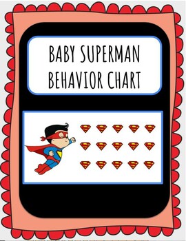 Preview of Baby Superman Behavior Sticker Chart Positive Reinforcement PBIS