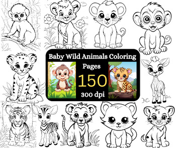 Preview of Baby Wild Animals Coloring Pages 150