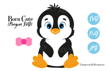 Preview of Baby Winter Penguin With Bow and Bow Tie,Clip Art,wall decor,winter,Svg,Png,Jpg
