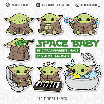 Green Alien Space Baby Clipart By Accalia Digital Tpt