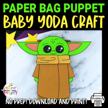 Baby Yoda Paper Bag Puppet Craft Template