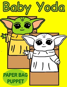 Baby Yoda Paper Bag Puppet Craft Template