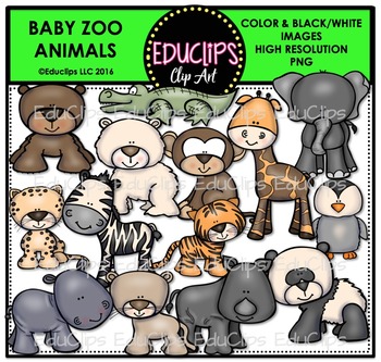 Preview of Baby Zoo Animals Clip Art Bundle {Educlips Clipart}