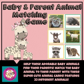 Baby and Parent Animal Matching Game by Early Childhood Resource Center
