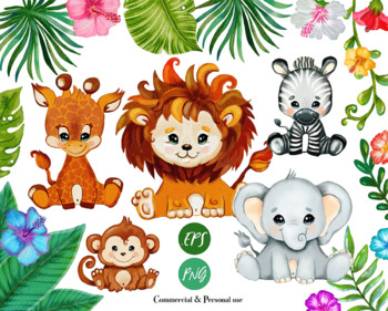 Baby Safari Animals Clipart Worksheets Teaching Resources Tpt