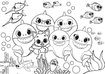 Preview of Baby shark coloring page!