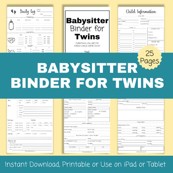 Preview of Babysitter Binder for Twins