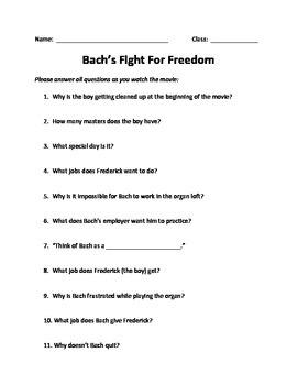 Preview of Study Guide:  Bach's Fight for Freedom