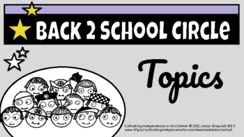 Preview of SEL ACTIVITY Back 2 School  - "Circle Topics"