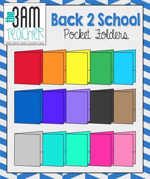 Preview of Back 2 School Supplies: Pocket Folder Clip Art / Graphics