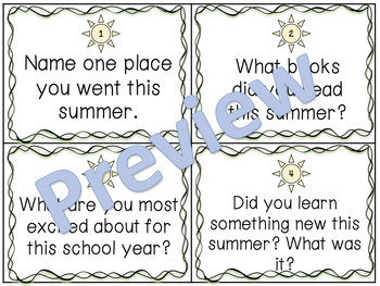 Back From Summer Break Ice Breaker Task Cards by Miss Betancourt