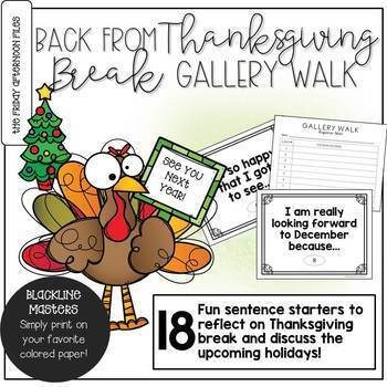Preview of Back From Thanksgiving Break Gallery Walk | After Thanksgiving Activity
