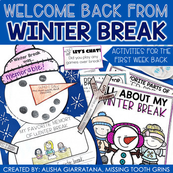 Preview of Back From Winter Break Activities, Writing Pages, New Years Printables No Prep