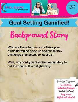 Preview of Back Story for Gamified Goal Setting- Magical edition
