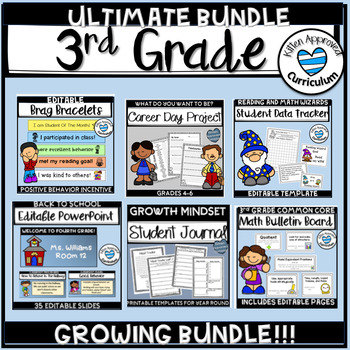 Preview of Back To School 3rd Grade Activities Games Worksheets Bundle