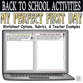 Preview of Back To School Activities Digital Middle High School Writing First Day of School