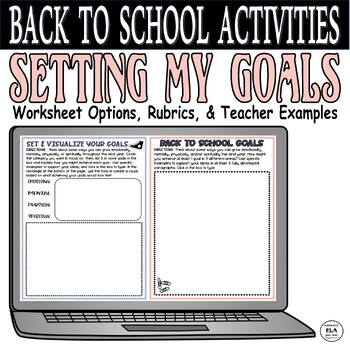 Preview of Back To School Activities Digital Middle High School Writing Setting Goals