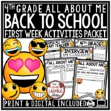 Back to School Activities First Week of School 4th Grade A