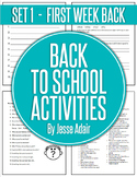 Back To School Activities: First Week Back Set 1