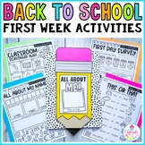 Back To School Activities | First Week of School Print and Go