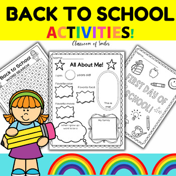 Preview of Back To School Activities | All About Me Worksheets Coloring First Day of School