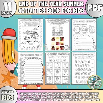 Preview of Back To School Activities Kids Book Summer | Summer Puzzle Book #FSSparklers23