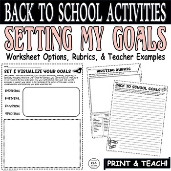 Preview of Back To School Activities Middle School High School Writing Setting Goals