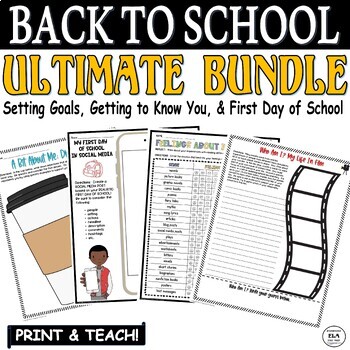 Preview of Back To School Activities Setting Goals Worksheets Middle High School First Day
