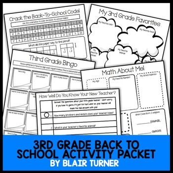 Preview of Back To School Activity Packet - 3rd Grade