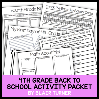 Preview of Back To School Activity Packet - 4th Grade