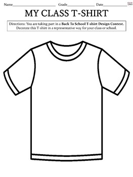 Back To School Activity - T-Shirt Design Fun Craft and Writing Worksheet
