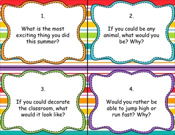 Back to School Task Card Activity * First Week of School Fun For Any ...