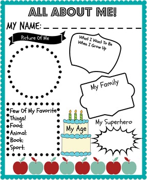 Back To School All About Me poster by Thankful teachers | TPT