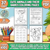 Back To School Animals and Their Babies Coloring Pages #FS