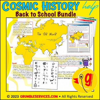 Preview of Back To School BUNDLE: Montessori Great Lessons, Science & History help
