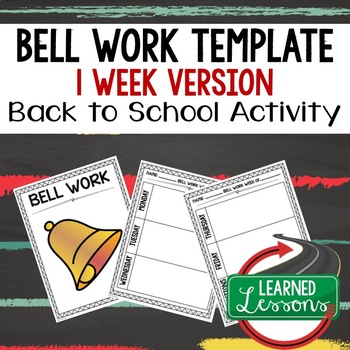 Preview of Back To School Bell work, Bellringer, Warm-Up Template