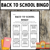 Back To School Bingo Activity (No Prep Interactive Class B