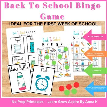 This is an image with printable back to school bingo game that leads to my TpT store.