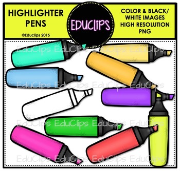 Preview of FREE - Highlighter Pens Clip Art Bundle {Educlips Clipart}