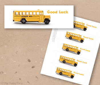 Preview of Back To School Bookmarks, Good Luck, School Bus, Printable, PRINTABLE