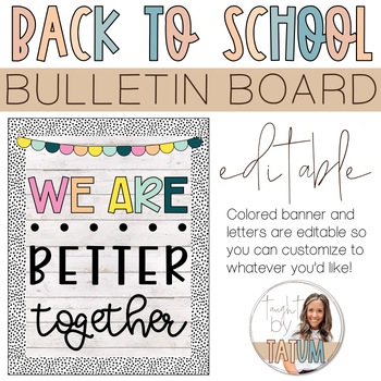 Back To School Bulletin Board {Editable} by Taught By Tatum | TpT