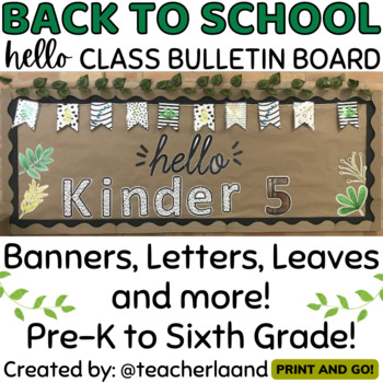 Back To School Bulletin Board Hello Class Tropical Leaves Theme | TPT
