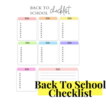 Preview of Back To School Checklist Template