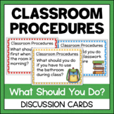 Back To School Classroom Procedures Discussion Cards