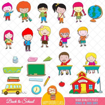 Back To School Clip Art Bundle. 67 pieces. by happydoodleclass | TPT