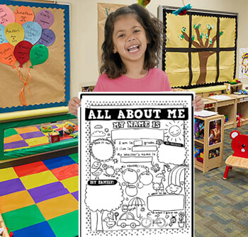 Back To School! Color Your Own All About Me Doodle Poster! PDF | TpT