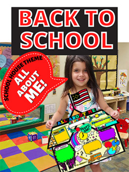 Preview of Back To School! Color Your School All About Me Poster! School House Theme!